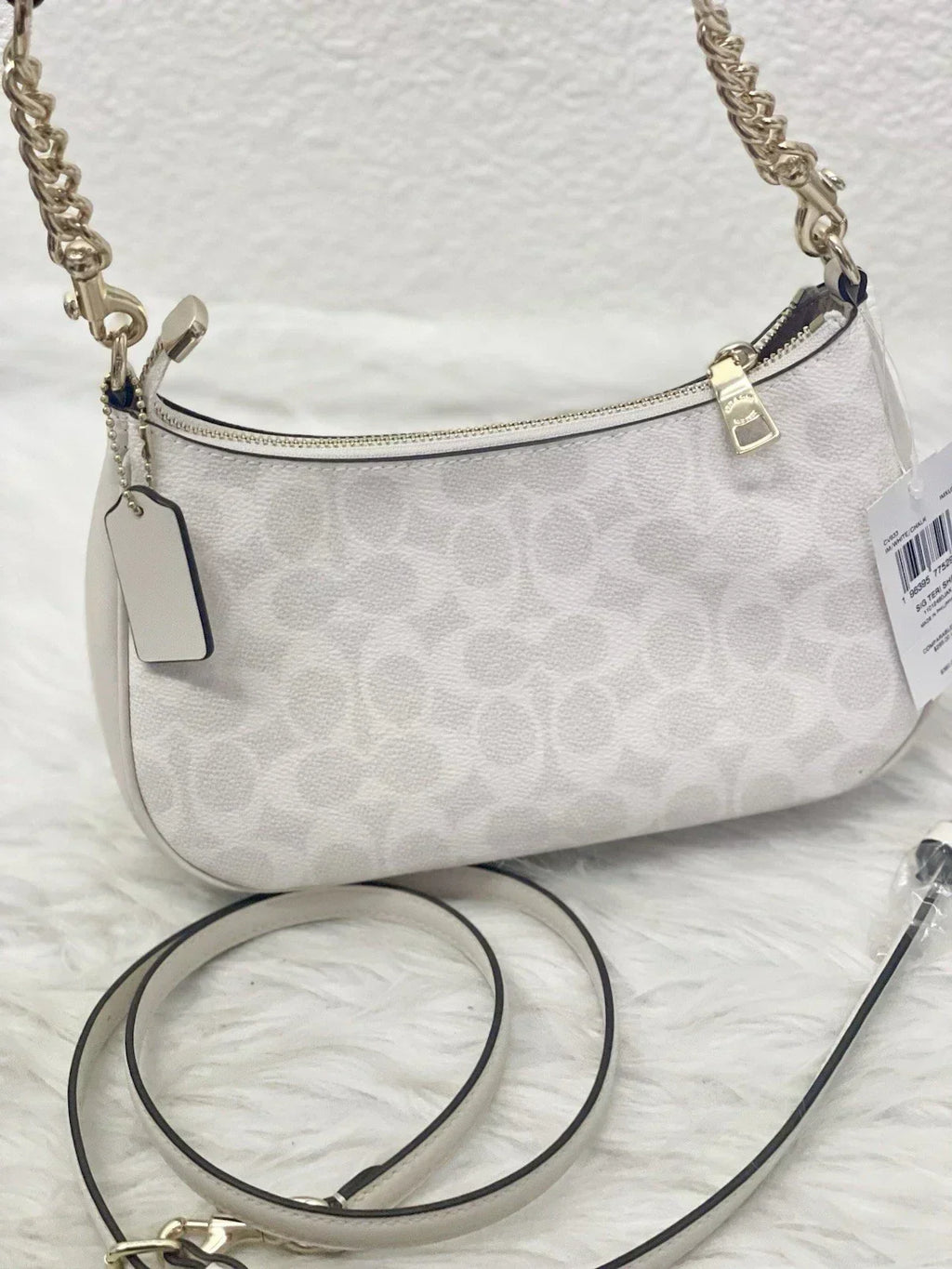 Coach Women's Teri Shoulder Bag Signature Canvas - White/Chalk